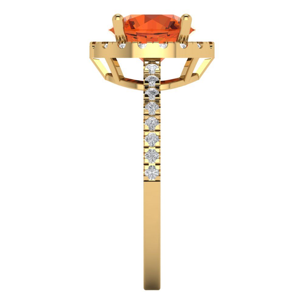 1.8 cttw Zirconia Simulated Red Diamond Hidden Halo Engagement Ring - Solid Gold (VVS1, Round Cut,7.5mm)