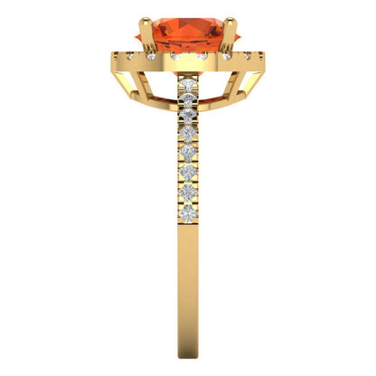 1.8 cttw Zirconia Simulated Red Diamond Hidden Halo Engagement Ring - Solid Gold (VVS1, Round Cut,7.5mm)