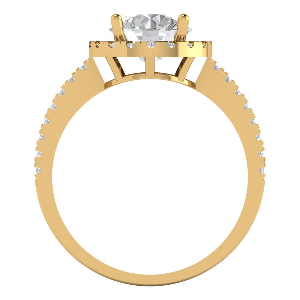 1.8 cttw Zirconia Simulated Diamond Hidden Halo Engagement Ring - Solid Gold (VVS1, Round Cut,7.5mm)