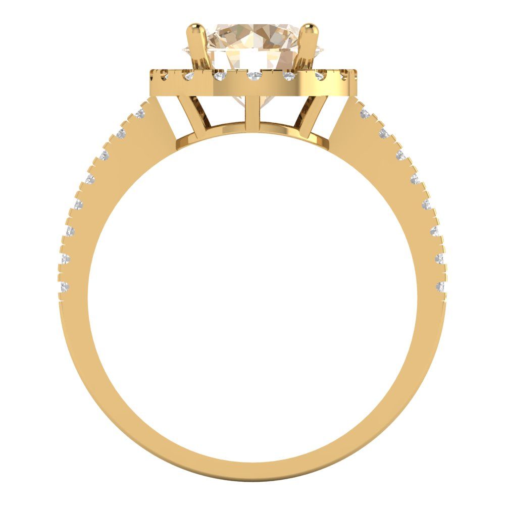 1.8 cttw Natural Morganite Hidden Halo Engagement Ring - Solid Gold (Round Cut,7.5mm)