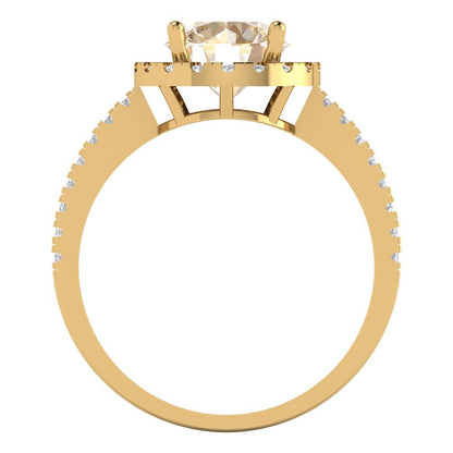 1.8 cttw Natural Morganite Hidden Halo Engagement Ring - Solid Gold (Round Cut,7.5mm)