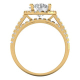 2.56ct Brilliant Round Cut Natural Diamond Stone Clarity SI1-2 Color G-H Yellow Gold Halo Solitaire with Accents Bridal Set