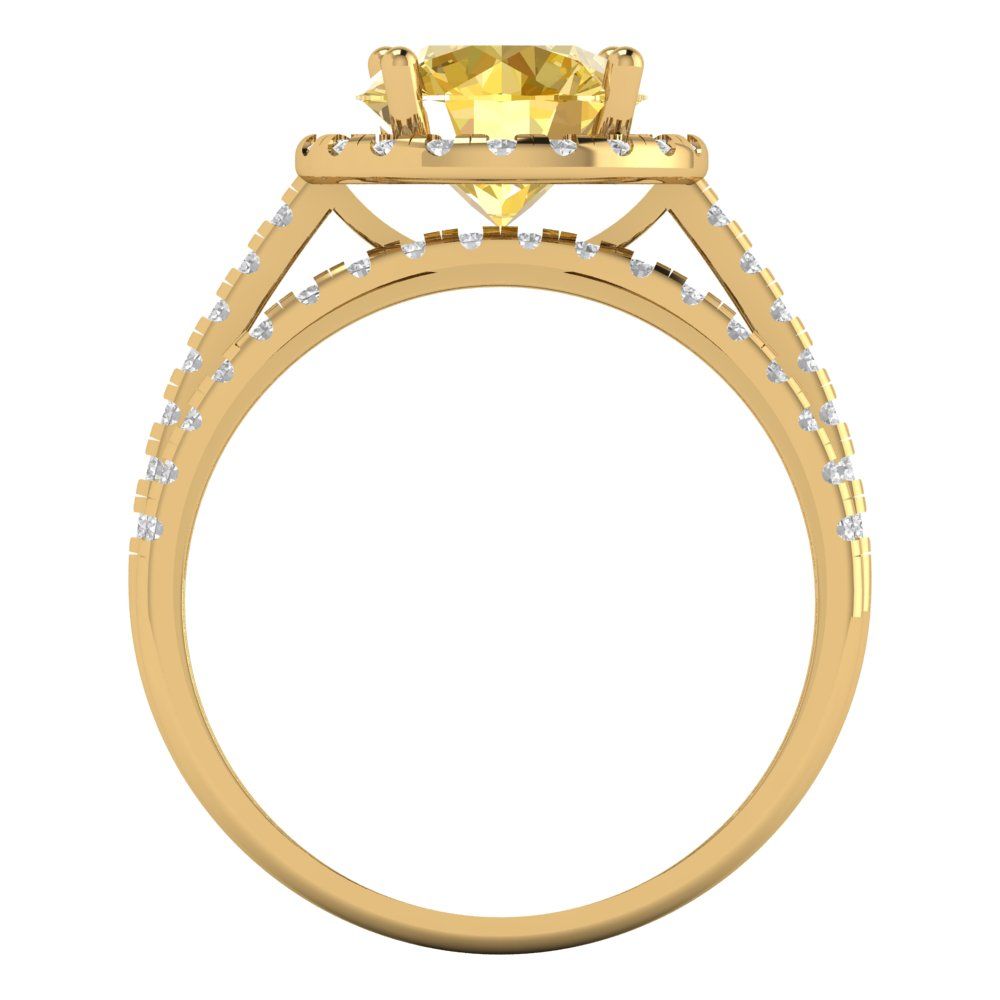 2.52 cttw Round Cut Natural Citrine Bridal Set - Solid Yellow Gold Engagement Ring & Wedding Band