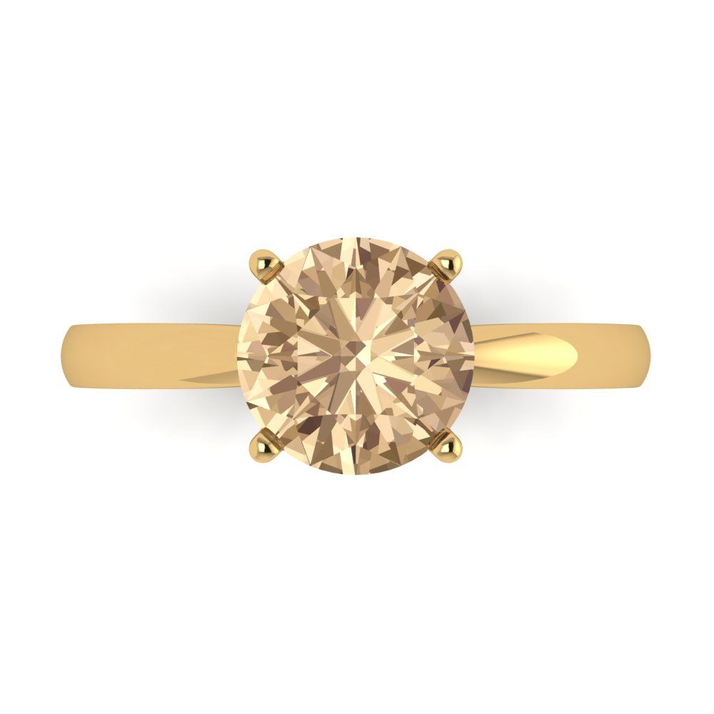 2 cttw Yellow Moissanite Solitaire  Engagement Ring - Solid Gold (Round Cut,8.0mm)