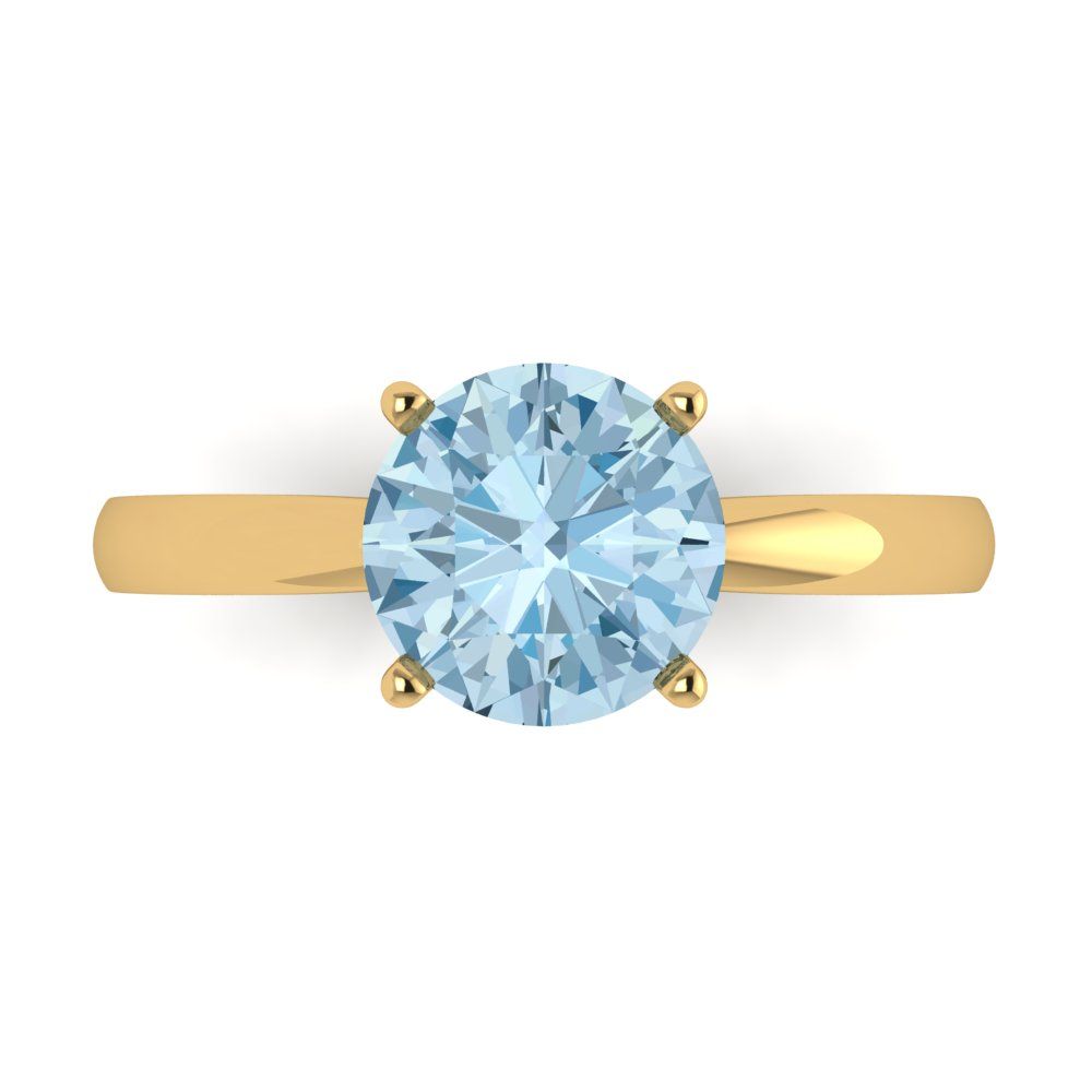2 cttw Natural Sky Blue Topaz Solitaire  Engagement Ring - Solid Gold (Round Cut,8.0mm)