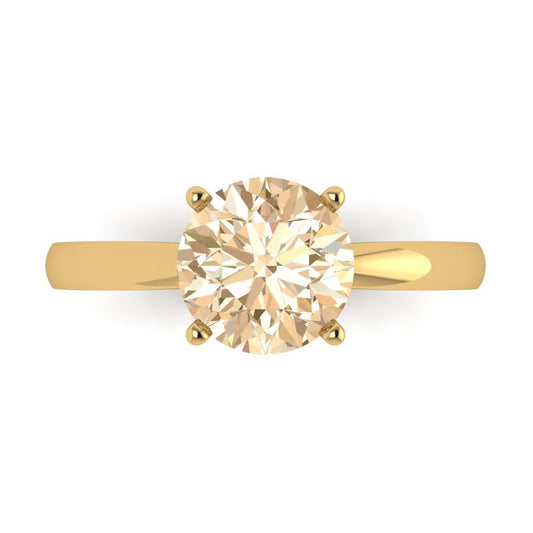 2 cttw Natural Morganite Solitaire  Engagement Ring - Solid Yellow Gold (VVS1, Round Cut,8.0mm)