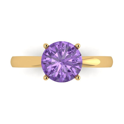 2 cttw Simulated Alexandrite Solitaire  Engagement Ring - Solid Gold (Round Cut,8.0mm)