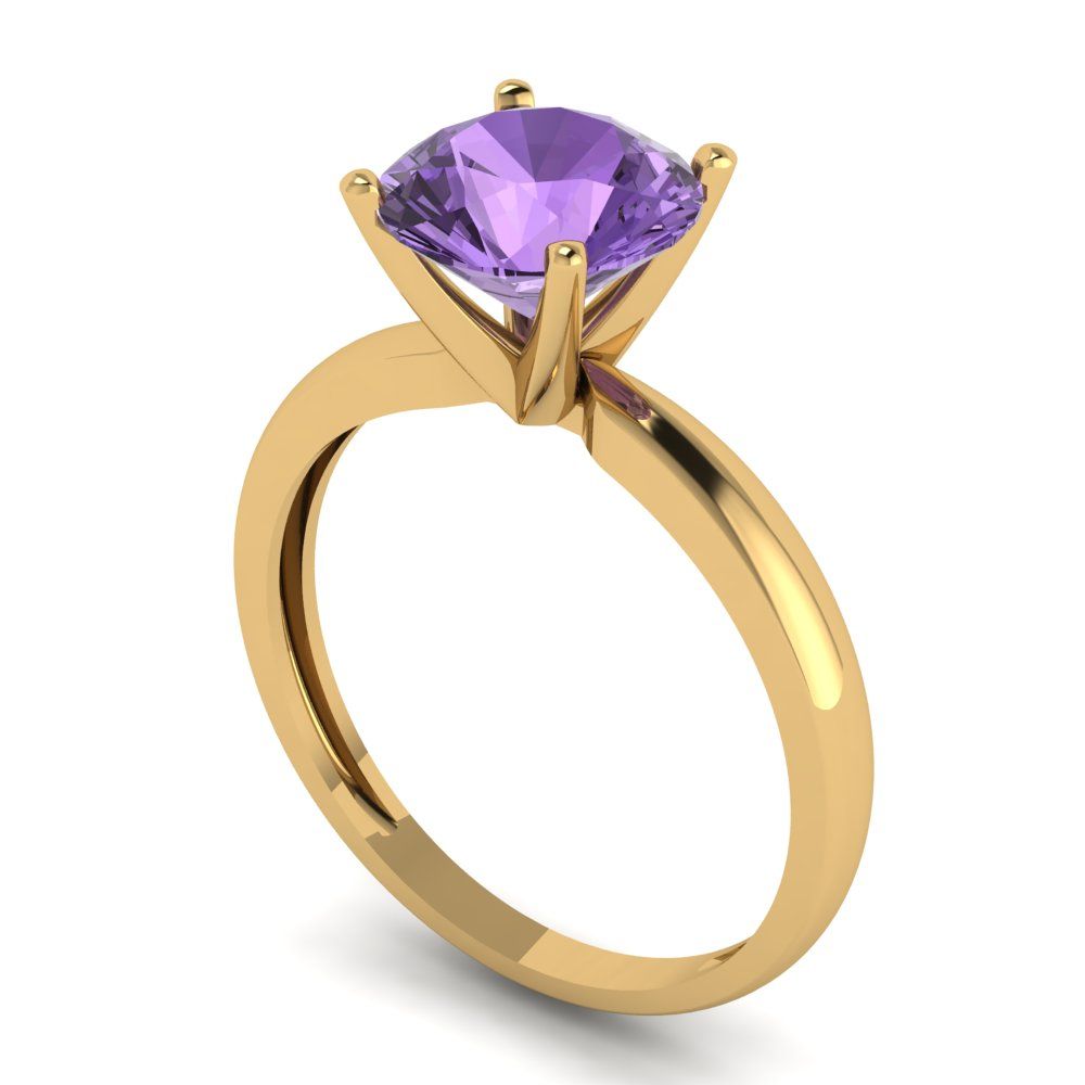 2 cttw Simulated Alexandrite Solitaire  Engagement Ring - Solid Gold (Round Cut,8.0mm)