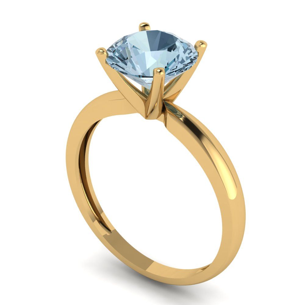 2 cttw Natural Sky Blue Topaz Solitaire  Engagement Ring - Solid Gold (Round Cut,8.0mm)