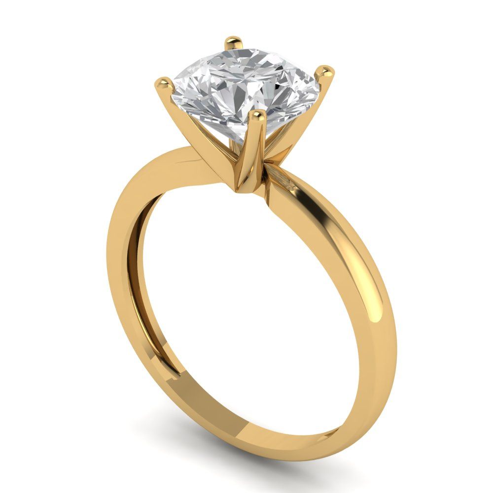 2.0 ct Brilliant Round Cut Natural Diamond Stone Clarity VS1-2 Color G-H Yellow Gold Solitaire Ring