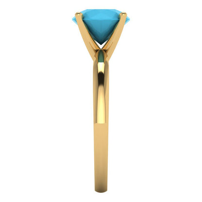 2 cttw Simulated Turquoise Solitaire  Engagement Ring - Solid Gold (Round Cut,8.0mm)