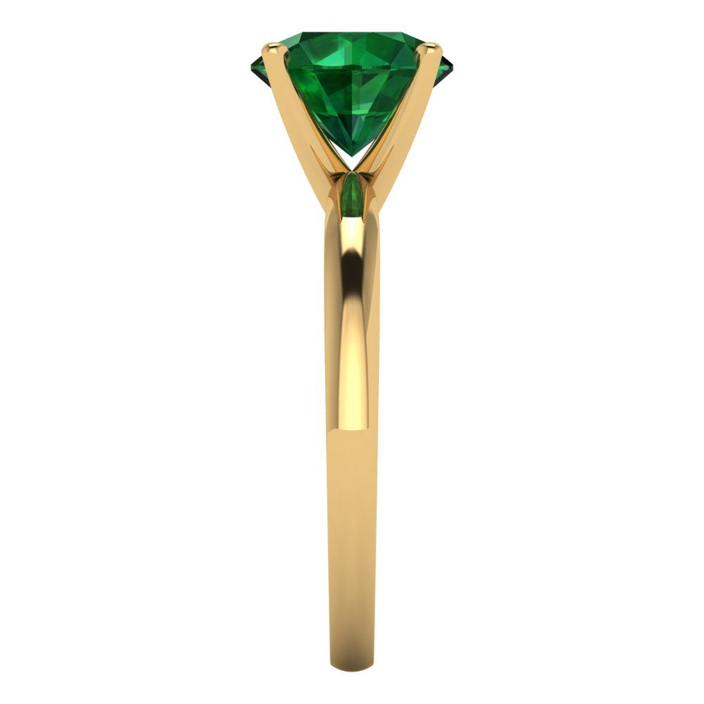 2 cttw Simulated Emerald Solitaire  Engagement Ring - Solid Gold (Round Cut,8.0mm)
