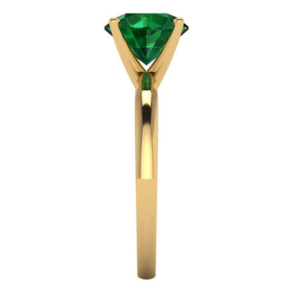 2 cttw Simulated Emerald Solitaire  Engagement Ring - Solid Gold (Round Cut,8.0mm)