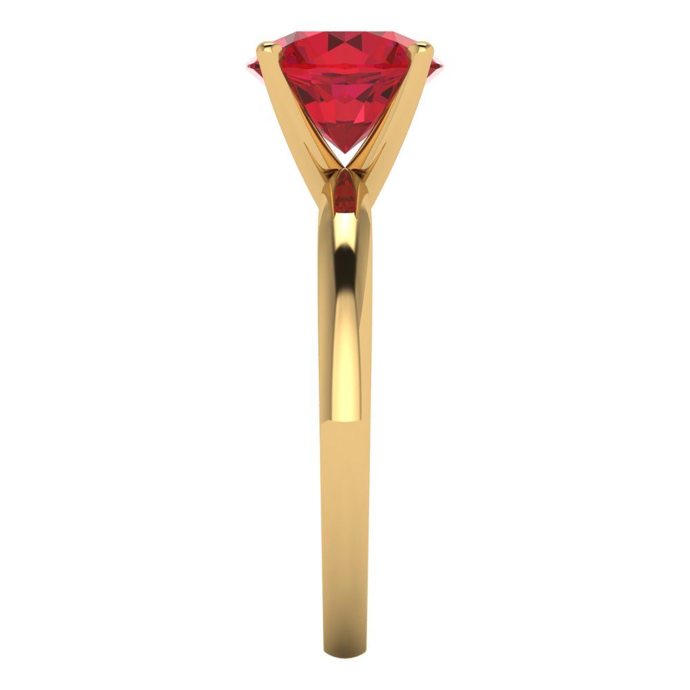 2 cttw Simulated Pink Tourmaline Solitaire  Engagement Ring - Solid Gold (Round Cut,8.0mm)