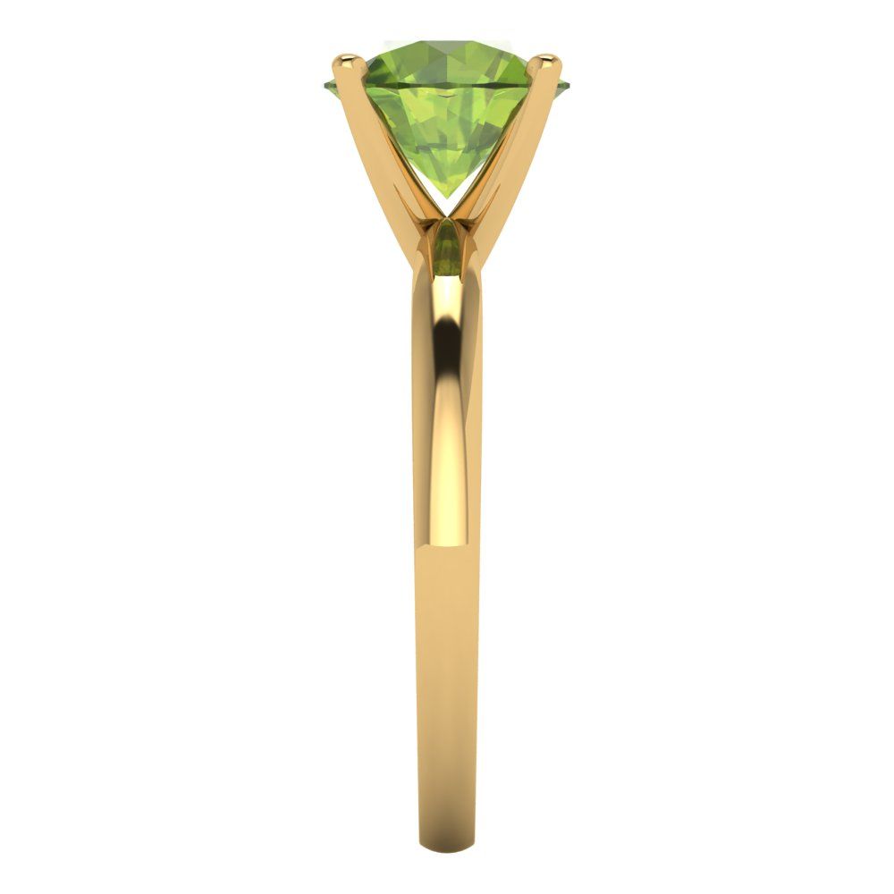 2 cttw Natural Peridot Solitaire  Engagement Ring - Solid Gold (Round Cut,8.0mm)