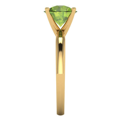 2 cttw Natural Peridot Solitaire  Engagement Ring - Solid Gold (Round Cut,8.0mm)
