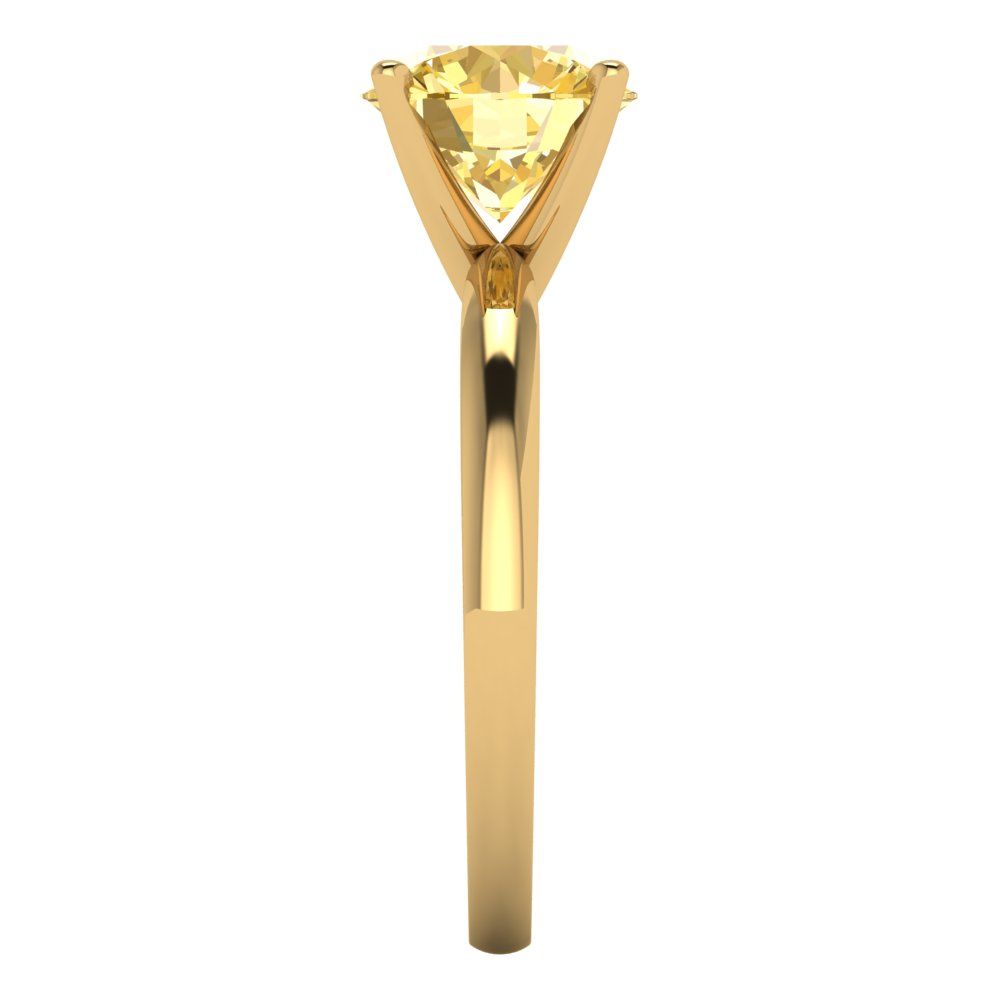 2 cttw Zirconia Simulated Yellow Diamond Solitaire  Engagement Ring - Solid Gold (VVS1, Round Cut,8.0mm)