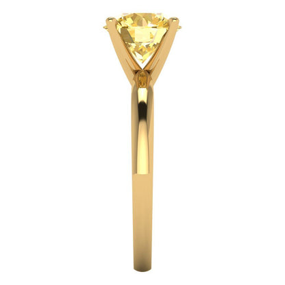 2 cttw Zirconia Simulated Yellow Diamond Solitaire  Engagement Ring - Solid Gold (VVS1, Round Cut,8.0mm)