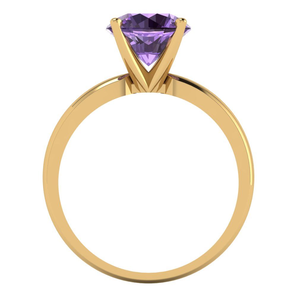 2 cttw Simulated Alexandrite Solitaire  Engagement Ring - Solid Gold (Round Cut,8.0mm)