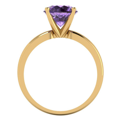 2 cttw Simulated Alexandrite Solitaire  Engagement Ring - Solid Gold (Round Cut,8.0mm)