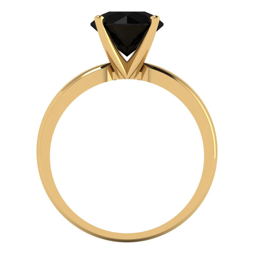 2 cttw Natural Onyx Solitaire  Engagement Ring - Solid Gold (Round Cut,8.0mm)