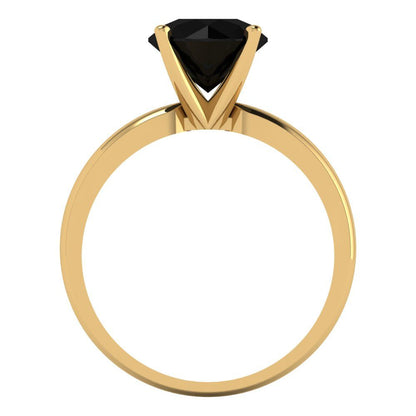 2 cttw Natural Onyx Solitaire  Engagement Ring - Solid Gold (Round Cut,8.0mm)