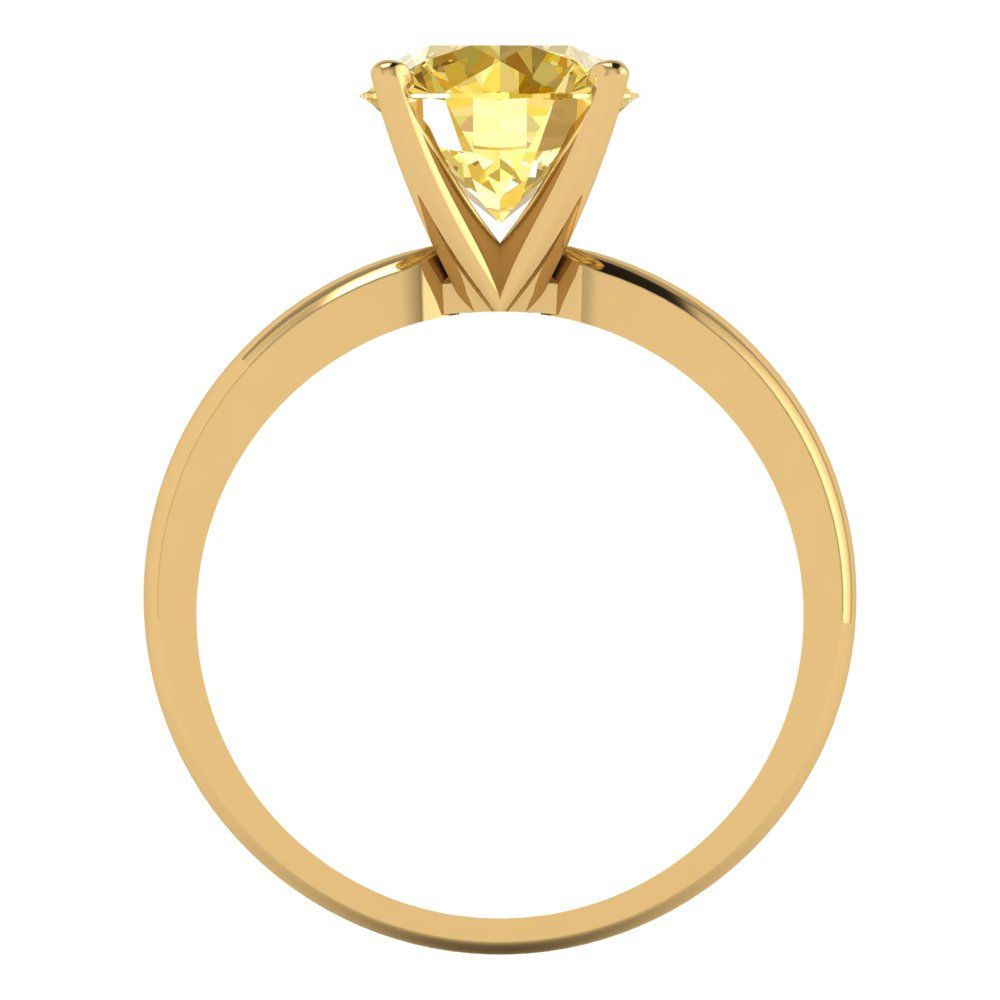 2 cttw Zirconia Simulated Yellow Diamond Solitaire  Engagement Ring - Solid Gold (VVS1, Round Cut,8.0mm)
