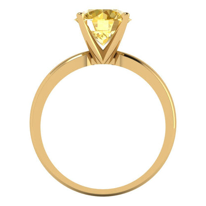 2 cttw Zirconia Simulated Yellow Diamond Solitaire  Engagement Ring - Solid Gold (VVS1, Round Cut,8.0mm)