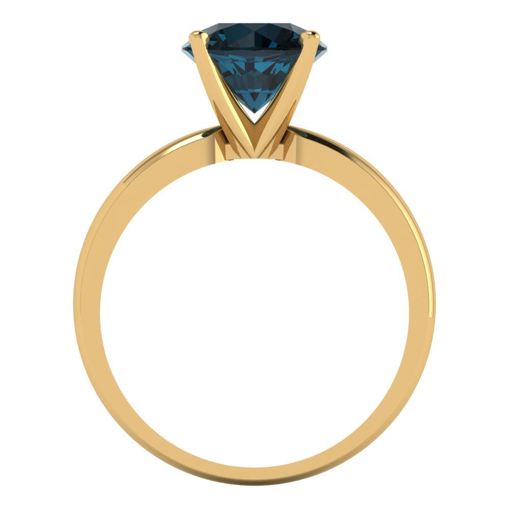 2 cttw Natural London Blue Topaz Solitaire  Engagement Ring - Solid Gold (Round Cut,8.0mm)