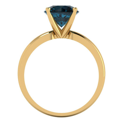2 cttw Natural London Blue Topaz Solitaire  Engagement Ring - Solid Gold (Round Cut,8.0mm)