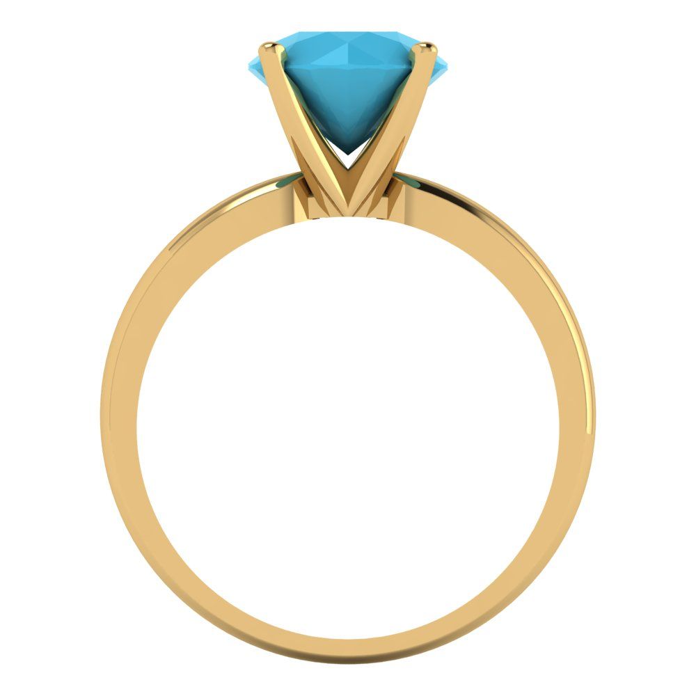 2 cttw Simulated Turquoise Solitaire  Engagement Ring - Solid Gold (Round Cut,8.0mm)