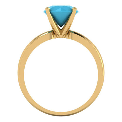 2 cttw Simulated Turquoise Solitaire  Engagement Ring - Solid Gold (Round Cut,8.0mm)