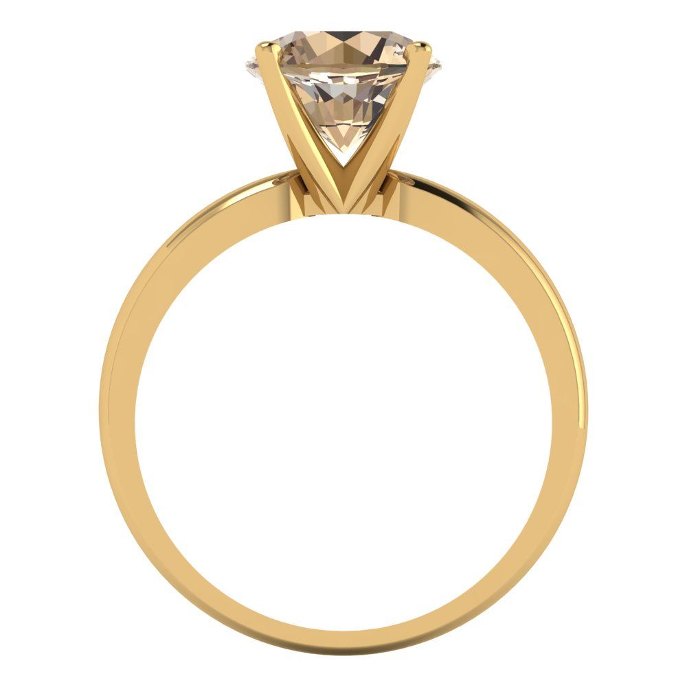 2 cttw Yellow Moissanite Solitaire  Engagement Ring - Solid Gold (Round Cut,8.0mm)