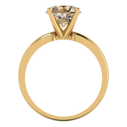 2 cttw Yellow Moissanite Solitaire  Engagement Ring - Solid Gold (Round Cut,8.0mm)