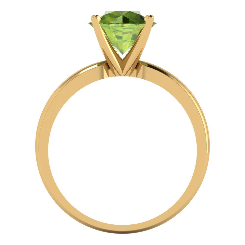 2 cttw Natural Peridot Solitaire  Engagement Ring - Solid Gold (Round Cut,8.0mm)