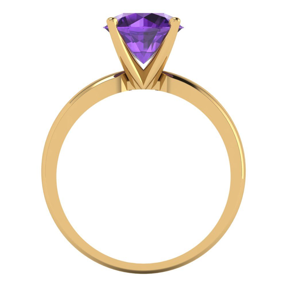 2 cttw Natural Amethyst Solitaire  Engagement Ring - Solid Gold (Round Cut,8.0mm)