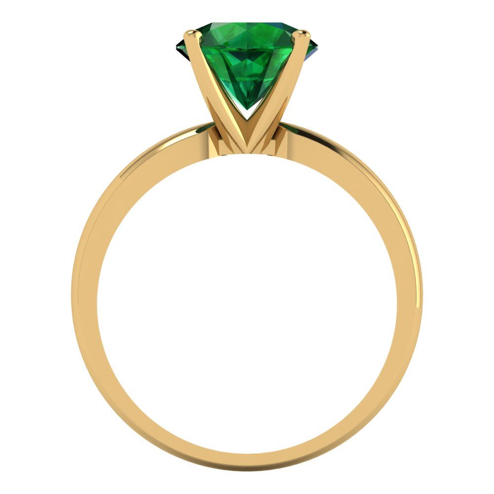 2 cttw Simulated Emerald Solitaire  Engagement Ring - Solid Gold (Round Cut,8.0mm)