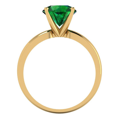 2 cttw Simulated Emerald Solitaire  Engagement Ring - Solid Gold (Round Cut,8.0mm)