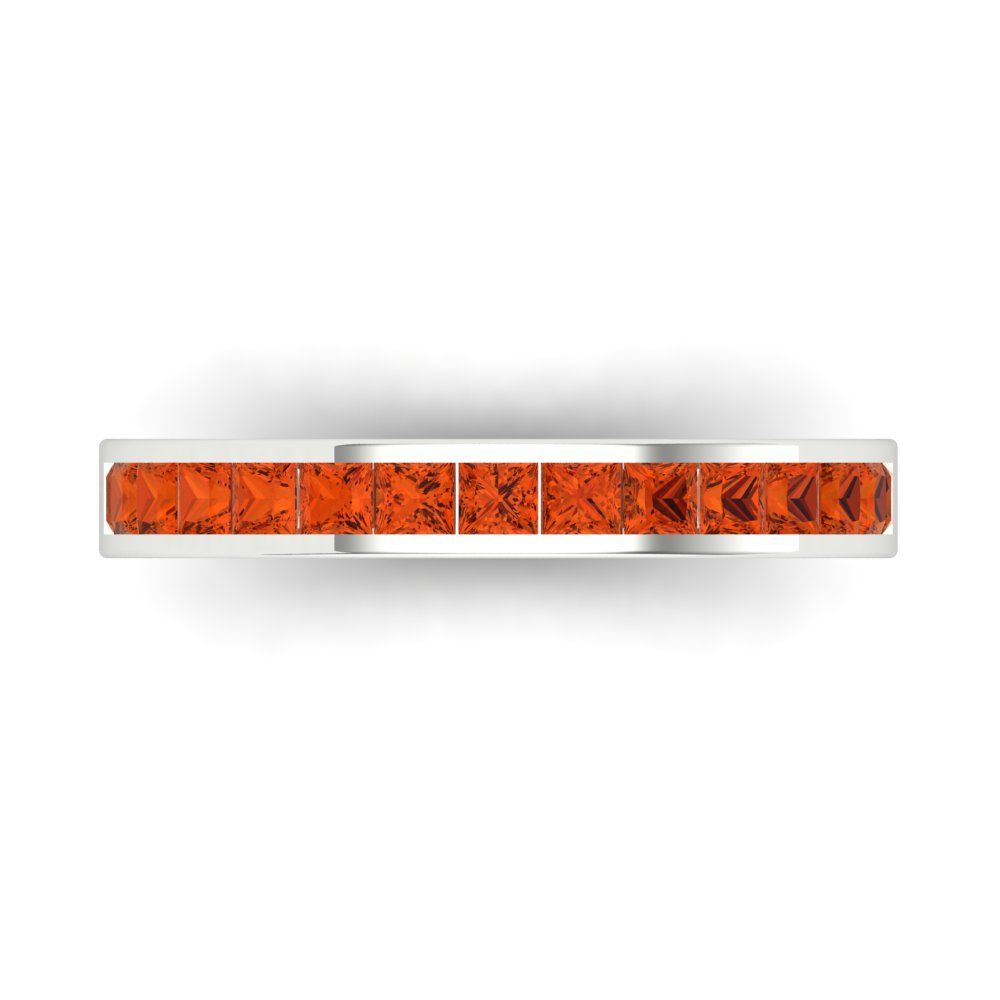 0.78 cttw Simulated Red Diamond Princess Cut White Gold Eternity Wedding Band