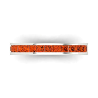 0.78 cttw Simulated Red Diamond Princess Cut White Gold Eternity Wedding Band