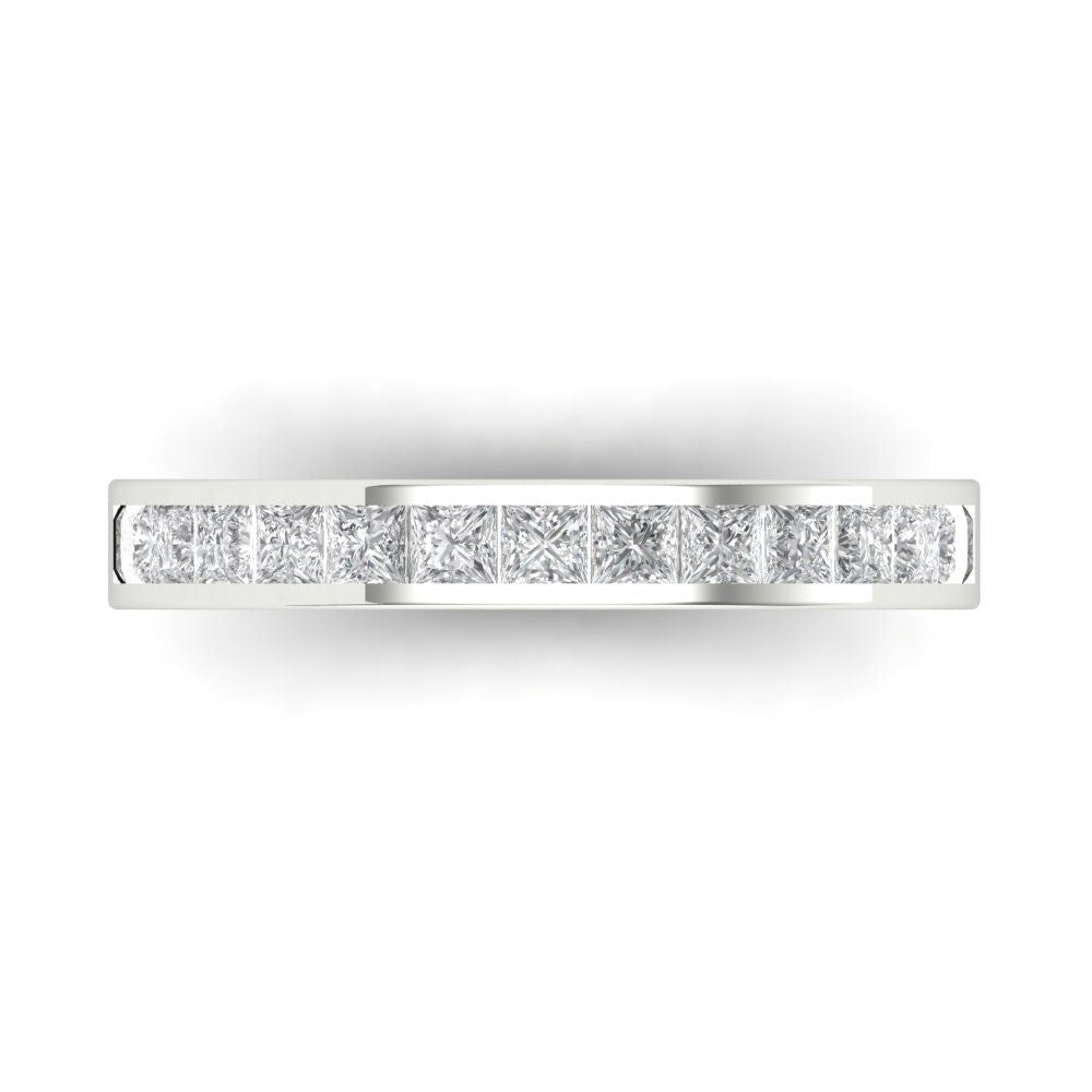 0.78 cttw Moissanite Princess Cut White Gold Eternity Wedding Band