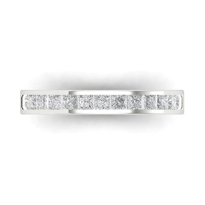 0.78 cttw Moissanite Princess Cut White Gold Eternity Wedding Band