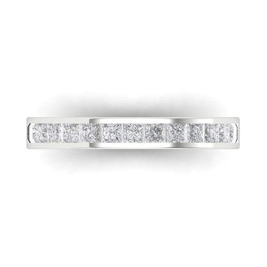 0.78 cttw Moissanite Princess Cut White Gold Eternity Wedding Band