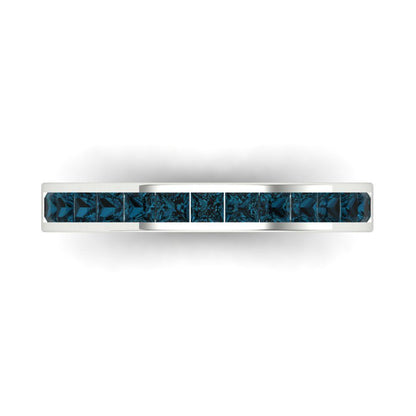 0.78 cttw Natural London Blue Topaz Princess Cut White Gold Eternity Wedding Band