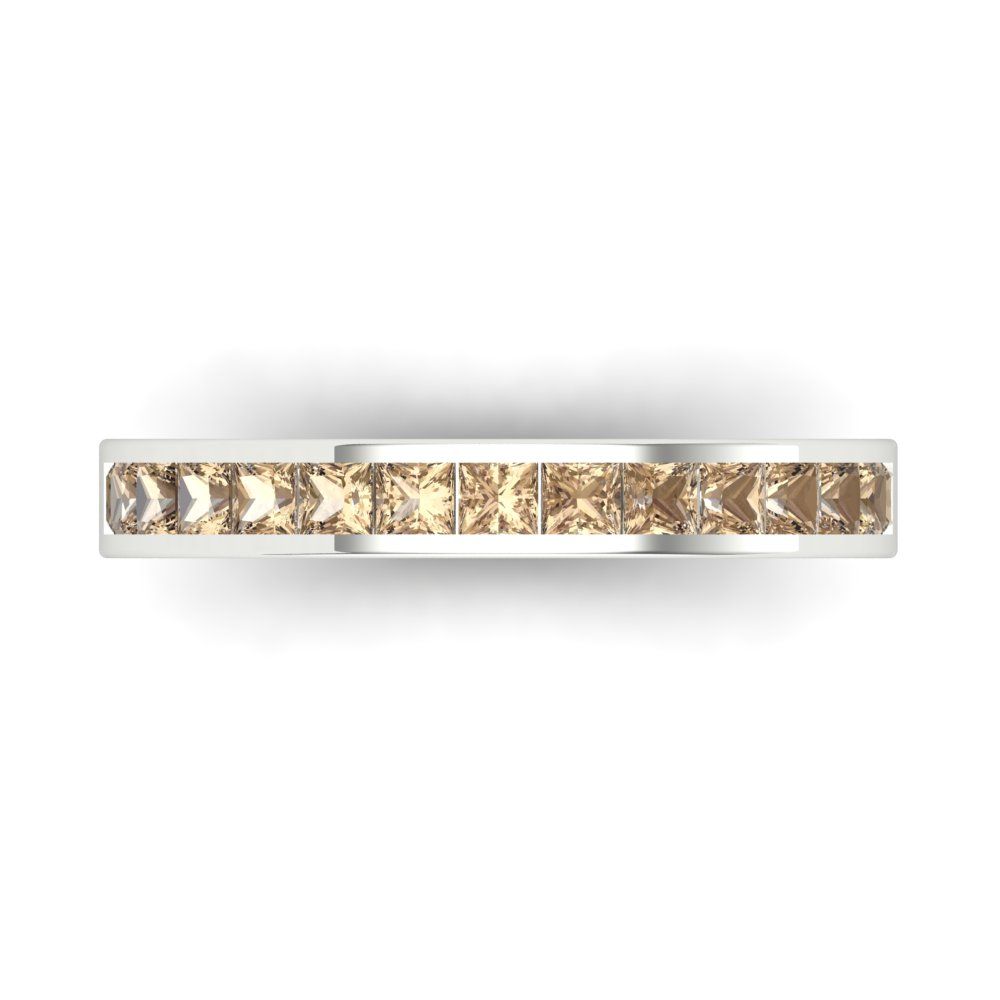 0.78 cttw Yellow Moissanite Princess Cut White Gold Eternity Wedding Band