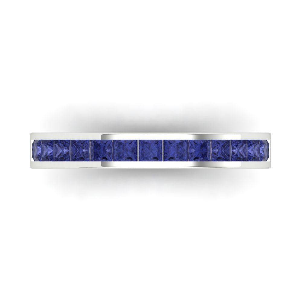 0.78 cttw Simulated Tanzanite Princess Cut White Gold Eternity Wedding Band