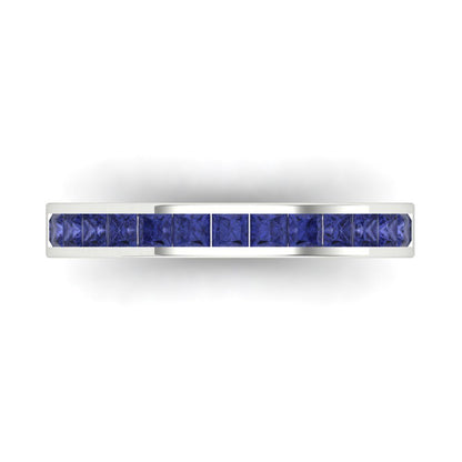0.78 cttw Simulated Tanzanite Princess Cut White Gold Eternity Wedding Band