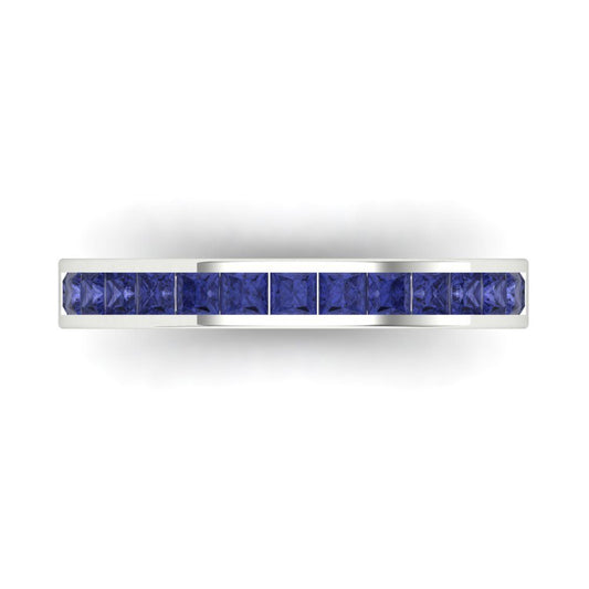 0.78 cttw Simulated Tanzanite Princess Cut White Gold Eternity Wedding Band