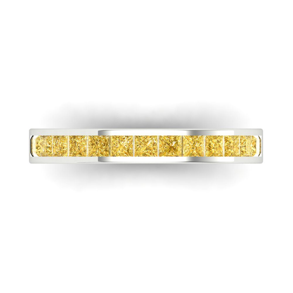 0.78 cttw Natural Citrine Princess Cut White Gold Eternity Wedding Band