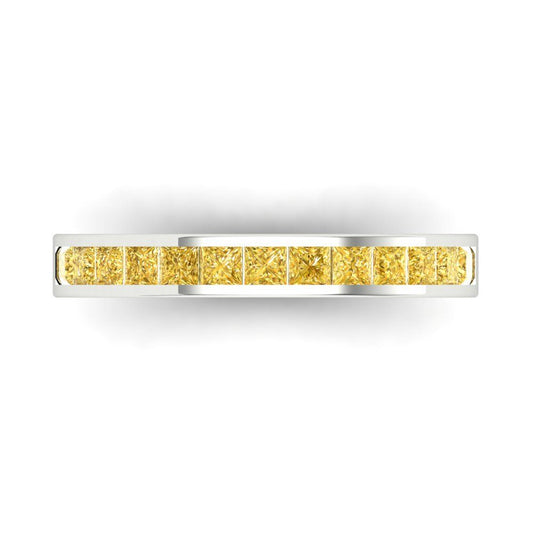 0.78 cttw Natural Citrine Princess Cut White Gold Eternity Wedding Band
